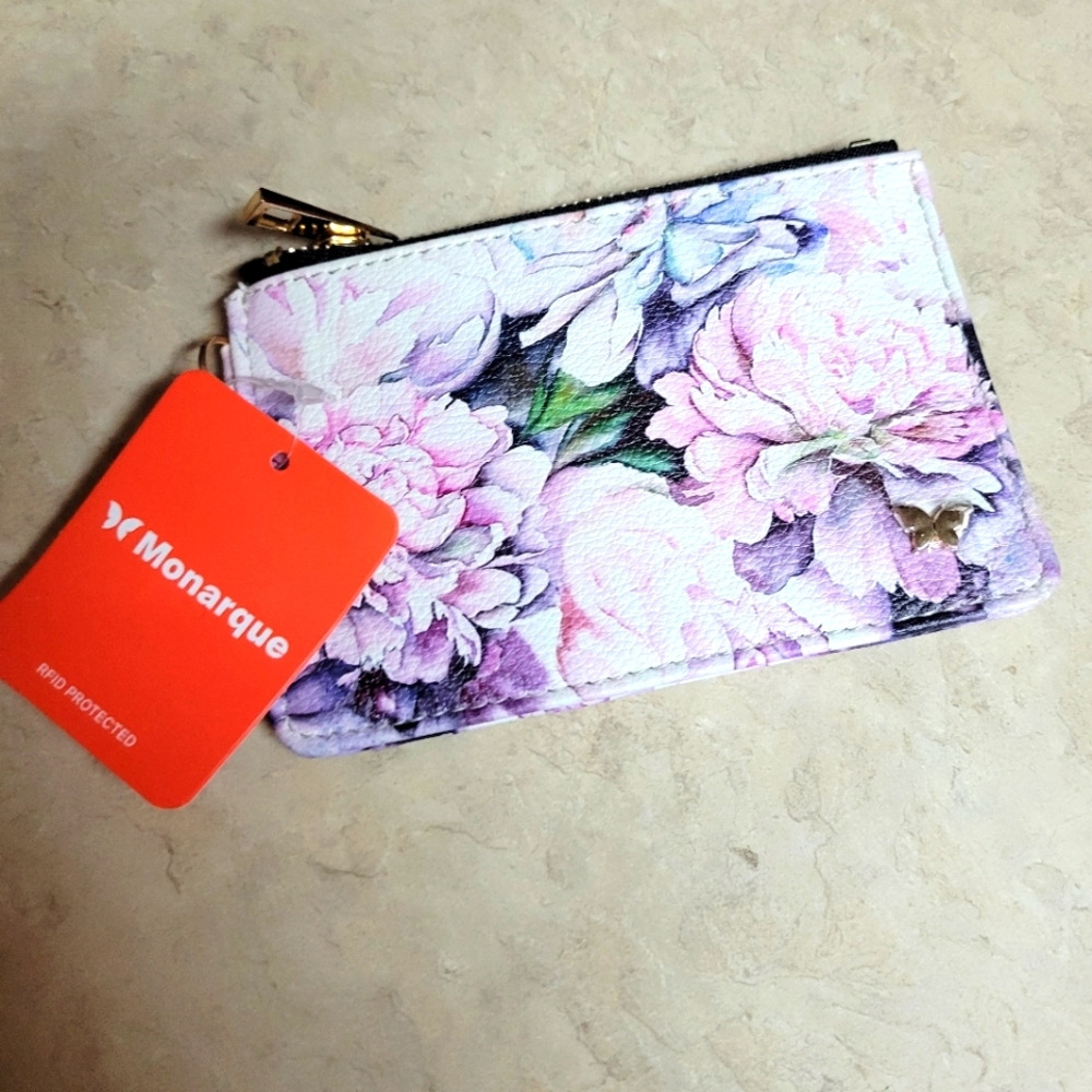 Monargue RFID protected card /cash wallet wallet w/keyring